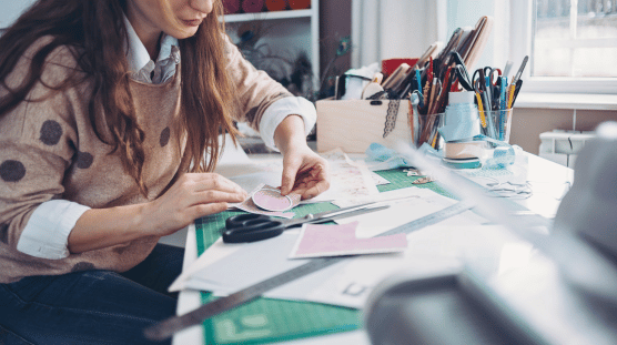 Female business owner working on the design for her next project