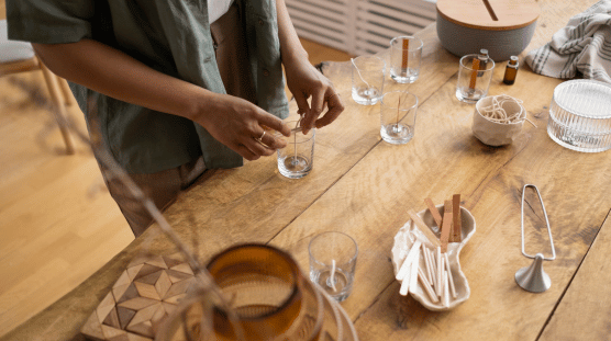 Self-employed candle maker working out of their home business