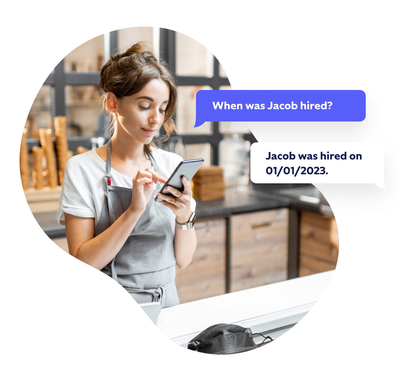 person smiling at phone