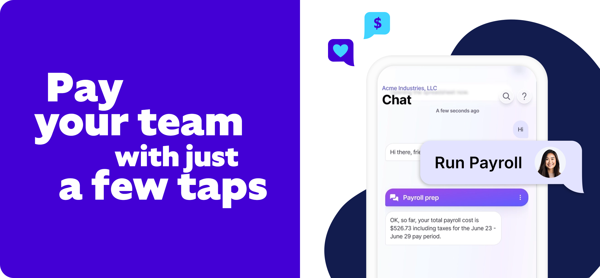 Pay your team with just a few taps