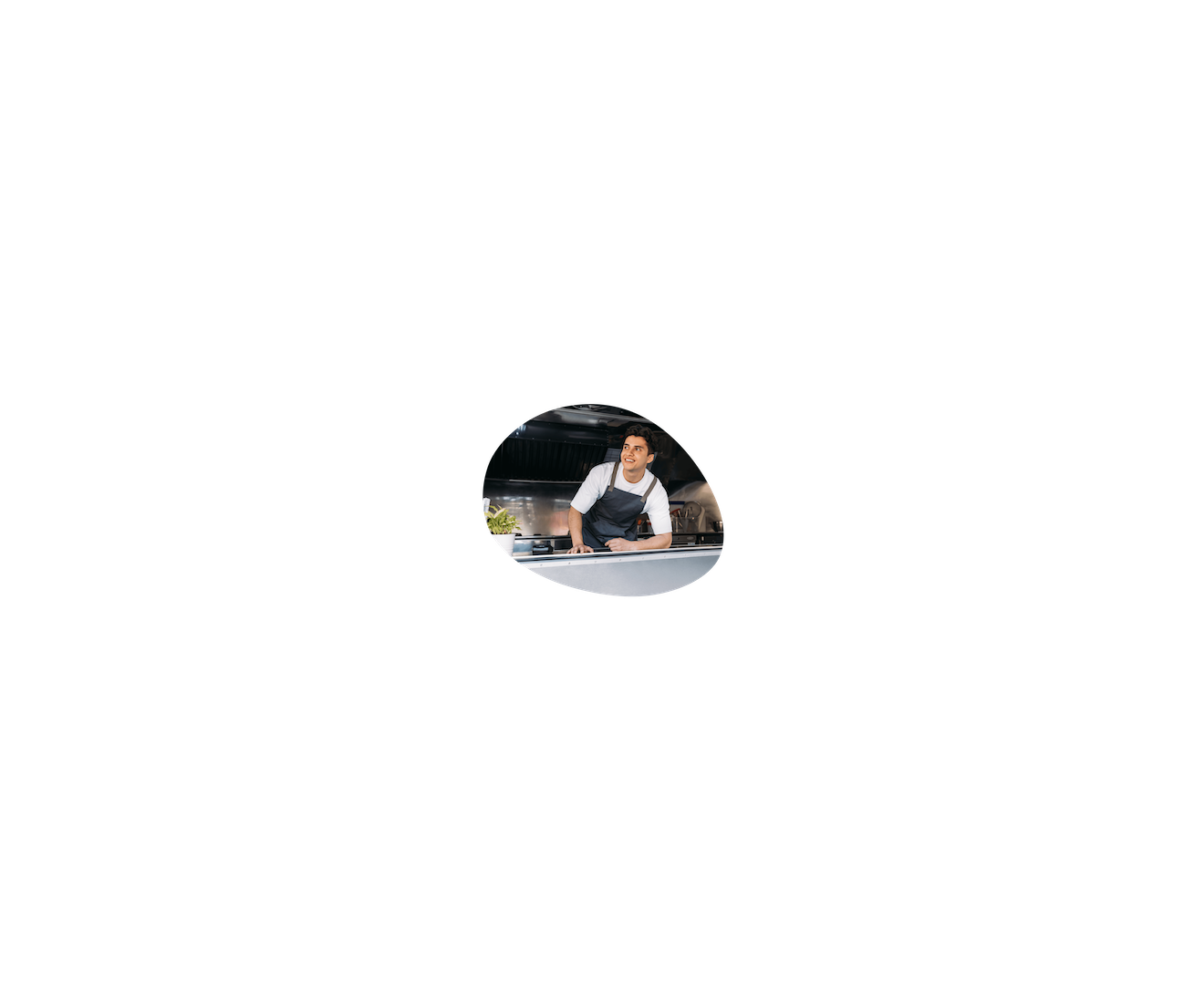 Man looking out from a food truck