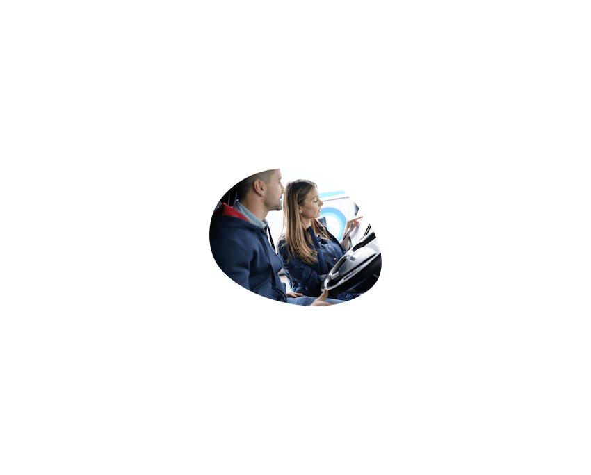 Woman and man in a car